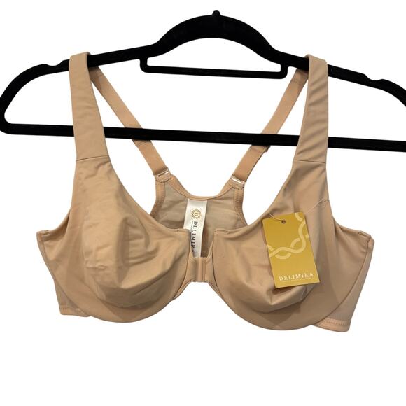 Delimira Front Closure Bra Size 38B Beige Full Coverage Unlined UnderwireNEW - Picture 1 of 8
